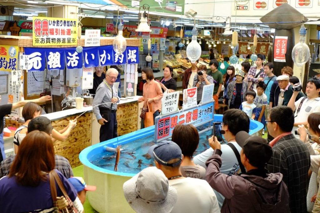 hakodate morning market, squid fishing